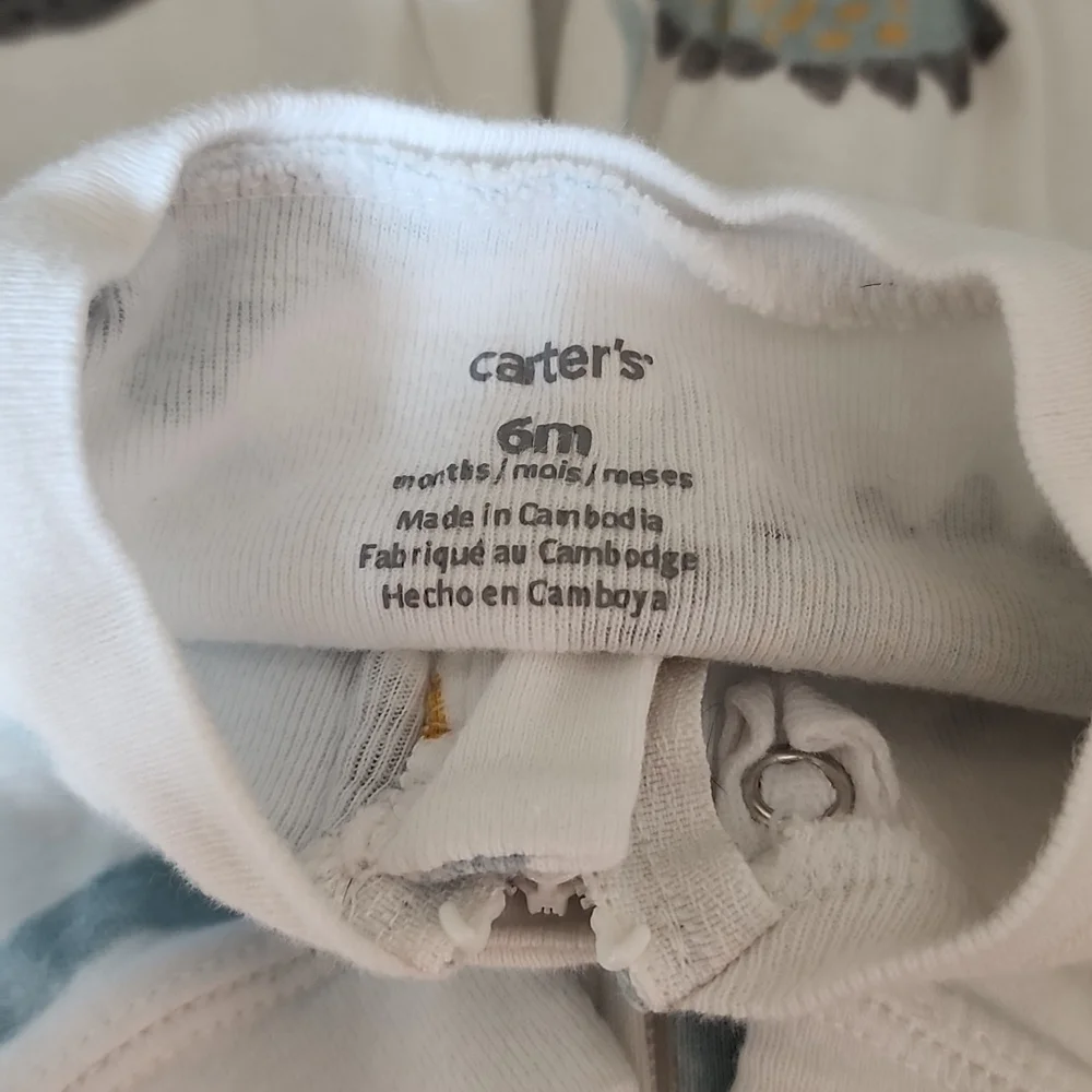 CARTERS Blue & Grey Dinosaur Sleeper 6 Months